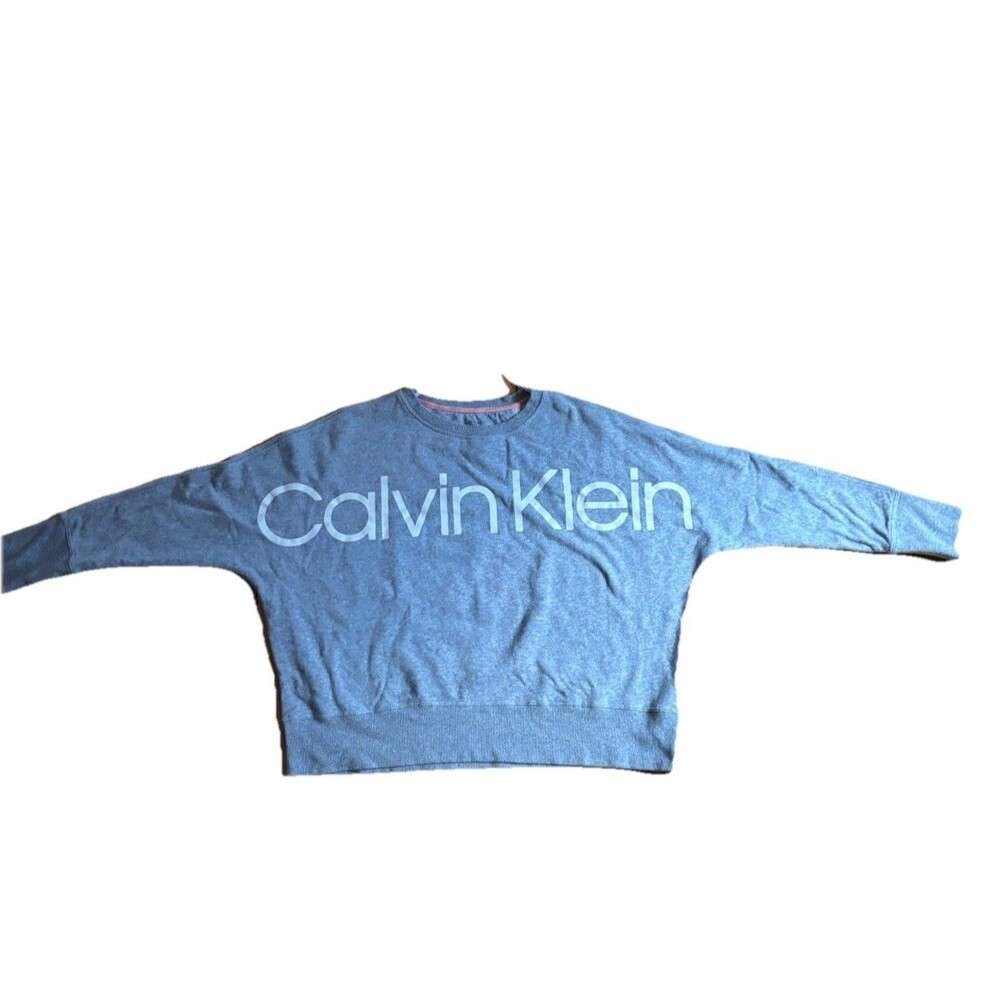 W XL Calvin Klein Performance Cropped Sweat Shirt Gray Dolman Sleeves